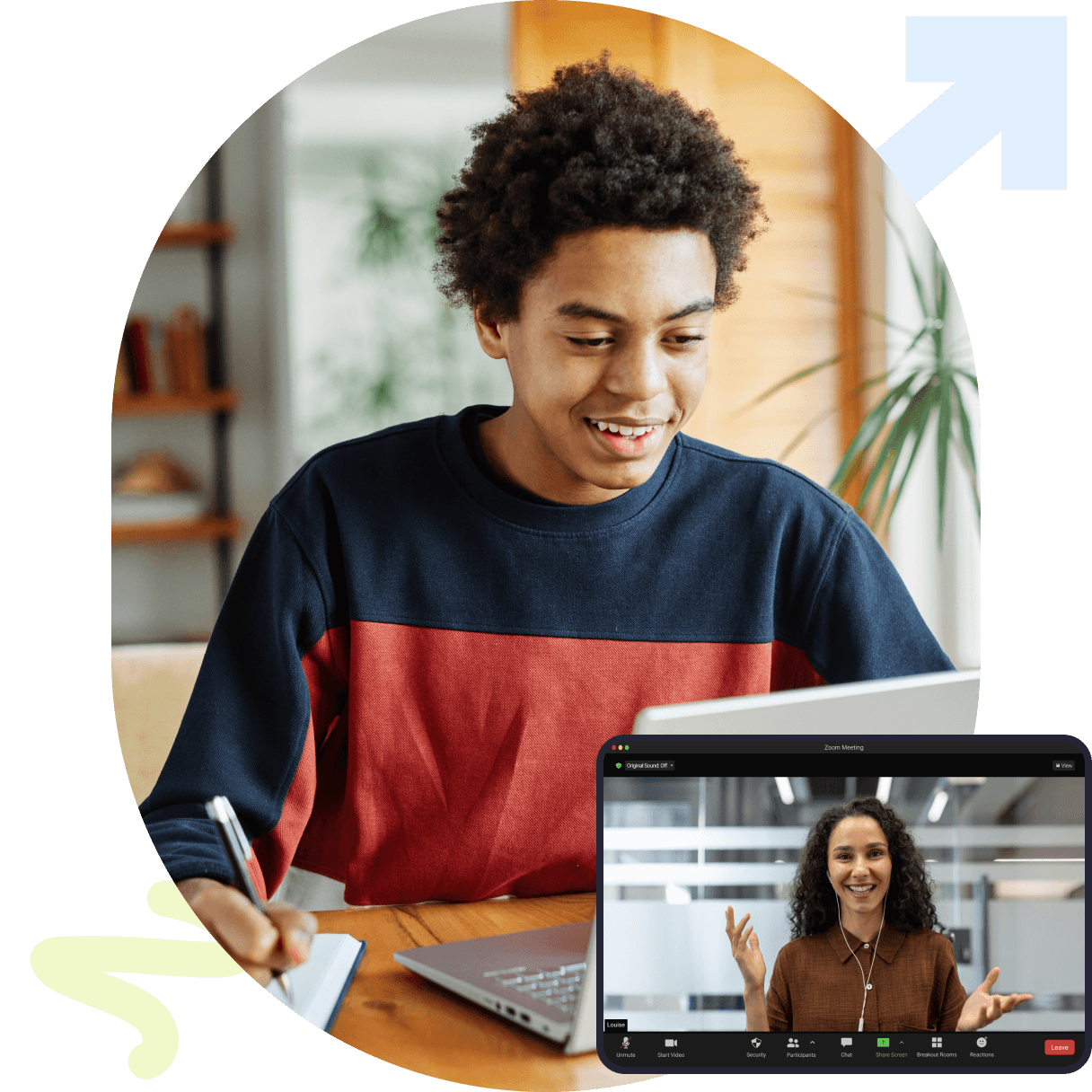 Image of a student attending a tutoring session