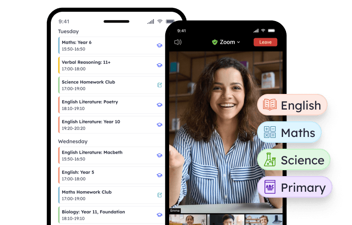 Mockup of TutorGym Calendar and session