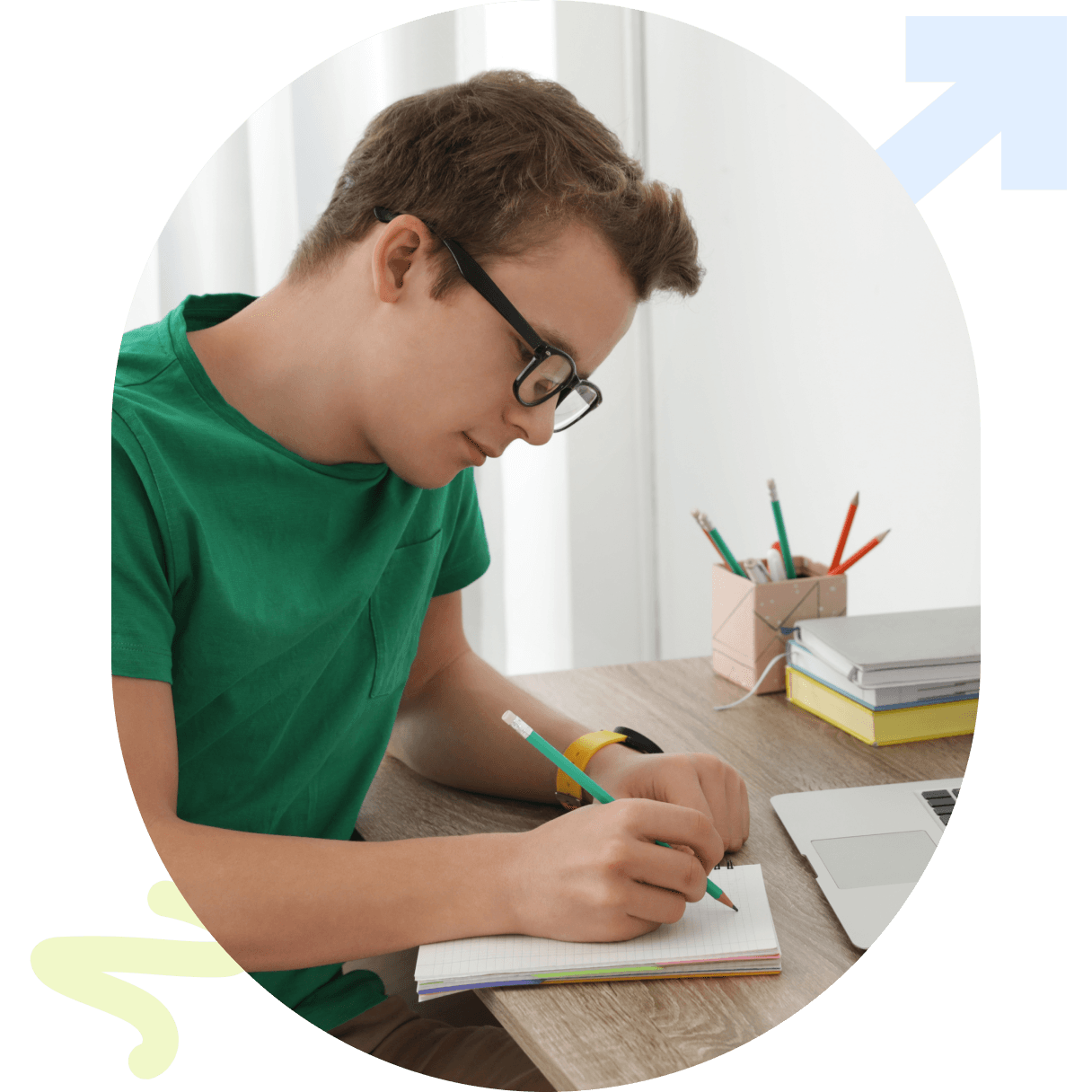 Image of a student attending a tutoring session and making notes
